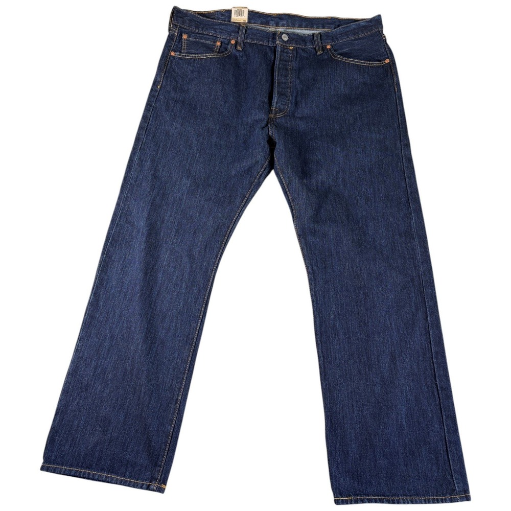 Levis 501 Original Jeans Mens 40x29 Dark Indigo Straight Leg Button Fly Denim